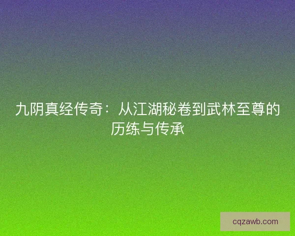 九阴真经传奇：从江湖秘卷到武林至尊的历练与传承