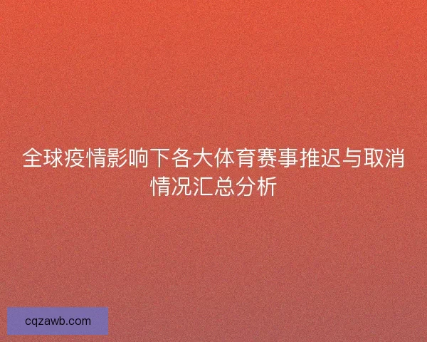全球疫情影响下各大体育赛事推迟与取消情况汇总分析 全球疫情影响下各大体育赛事推迟与取消情况汇总分析